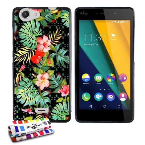 Coque Case Ultra-Slim Wiko Pulp 3g/4g Motif Hawaï Flowers Silicone Noir (A3)