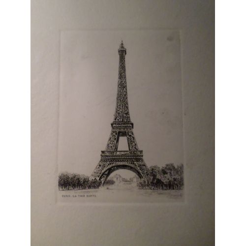 Lot De 4 Impression En Taille Douce De Leopold Robin (1877-1939)De Paris - Tour Eiffel - Tour De Jean Sans Peur - Rue Laffitte - Pont Sully