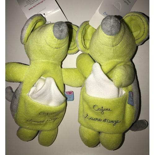 Doudou Souris Cajou Anis Mouchoir Blanc Lot De Deux Doudous Sucre D'orge