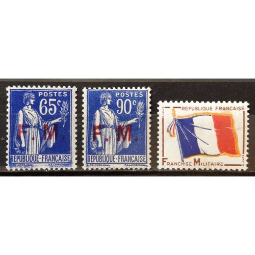 Fm Paix 65c Outremer - Fm Rouge (N° 8) + Fm Paix 90c Outremer - Fm Rouge (N° 9) + Fm Drapeau Tricolore (N° 13) Neufs* - France Année 1937 - N18202