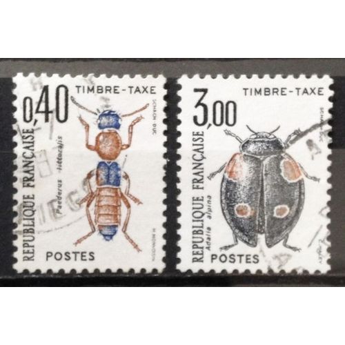 Taxes Insectes Coléoptères 0,40 (N° 110) + Coléoptères 3,00 (N° 111) Obl - France Année 1983 - N18297