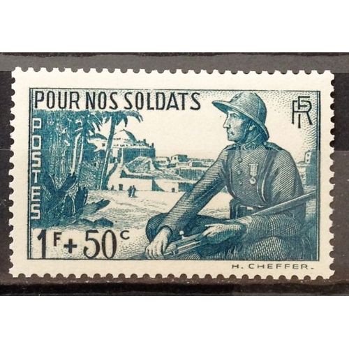 Pour Nos Soldats 1f+50c Vert-Bleu (Impeccable N° 452) Neuf** Luxe (= Sans Trace De Charnière) - Cote 6,00€ - France Année 1940 - N18146