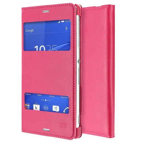 Coque Case Clap Touch Sony Xperia Z3 Rose Bonbon Etui À Rabat Double Fenetre