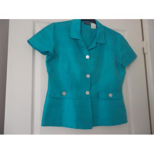 Veste ,Instant Pour Soi ,Veste Courte ,Soie T 40 Turquoise