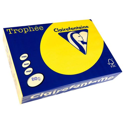 Clairefontaine Trophee - Papier Ordinaire - 109 Micron Jaune Fluo - A3 (297 X 420 Mm) - 80 G/M² - 500 Feuille(S)