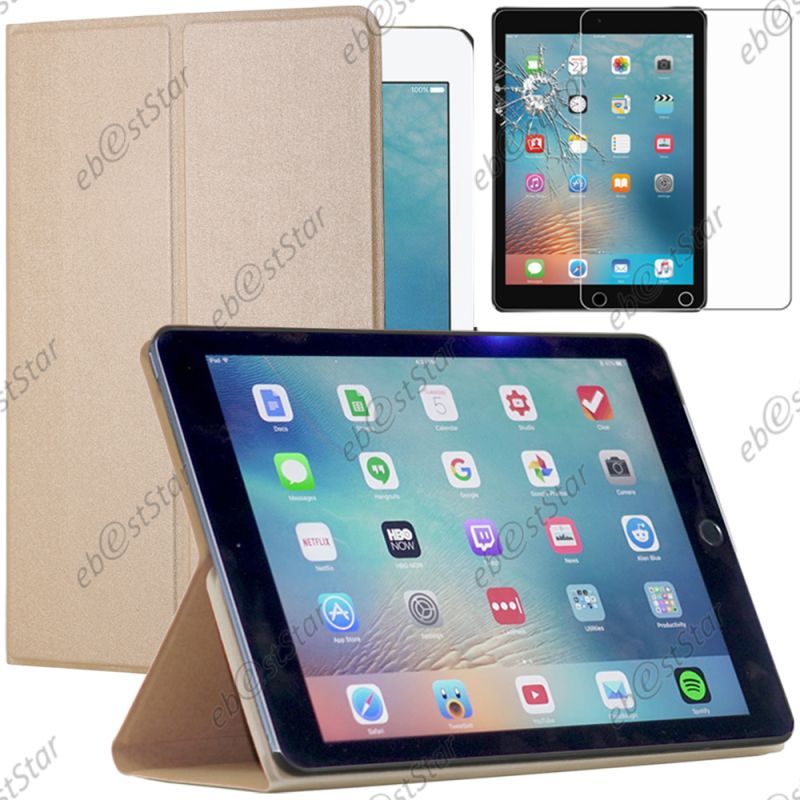 Ebeststar ® Pour Apple Ipad 9.7 (2017), Ipad Pro 9.7 (2016), Ipad Air 2 (2014), Ipad Air 1 (2013) - Etui Slim Smart Cover Support Haute Solidité Smartcase + Film Verre Trempé [Dimensions De Votre Appareil : 240 X 169.5 X 7.5/6.1 Mm, Écran 9,7'']