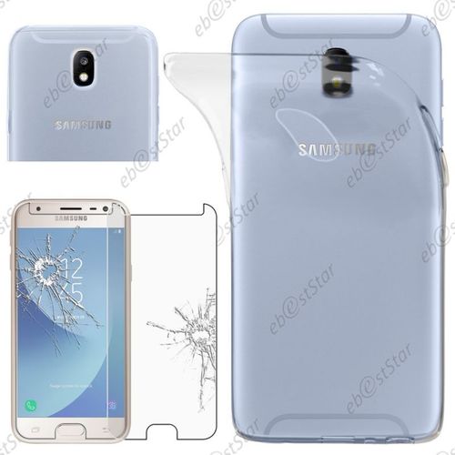 Ebeststar ® Pour Samsung Galaxy J3 2017 Sm-J330f - Etui Silicone Gel Souple Ultra Fine 0,3mm Et Invisible + Film Protection Écran En Verre Trempé [Dimensions De Votre Appareil : 143.2 X 70.3 X 7.9 Mm, Écran 5''] [Note Importante Lire Description]