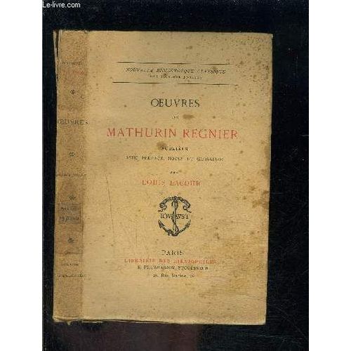 Oeuvres De Mathurin Regnier