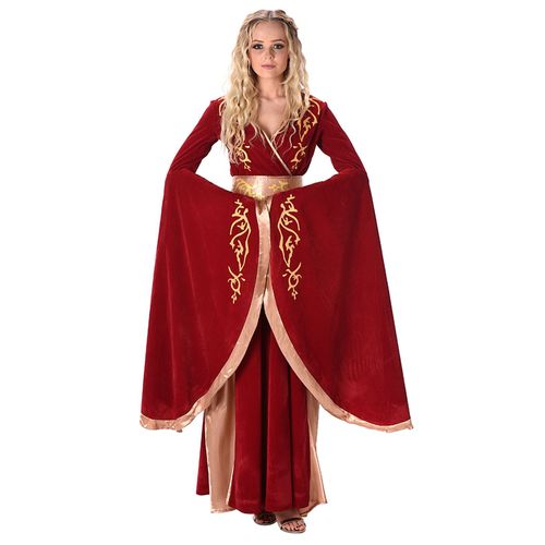 Déguisement Reine Médiévale Rouge Et Or Femme Small
