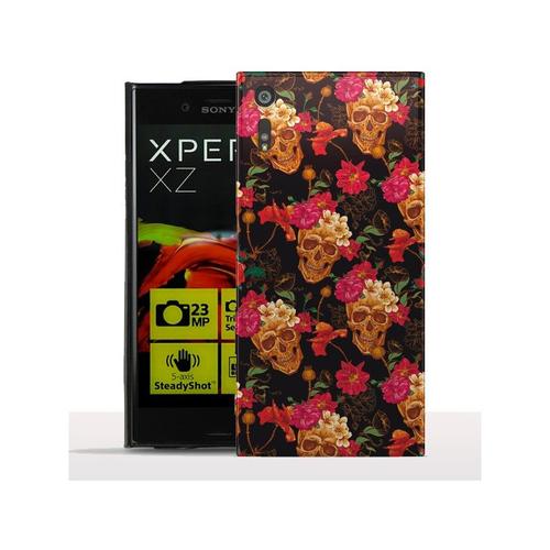 Coque Xperia Xz Floral Skull - Coque Telephone Portable Rigide Arriere