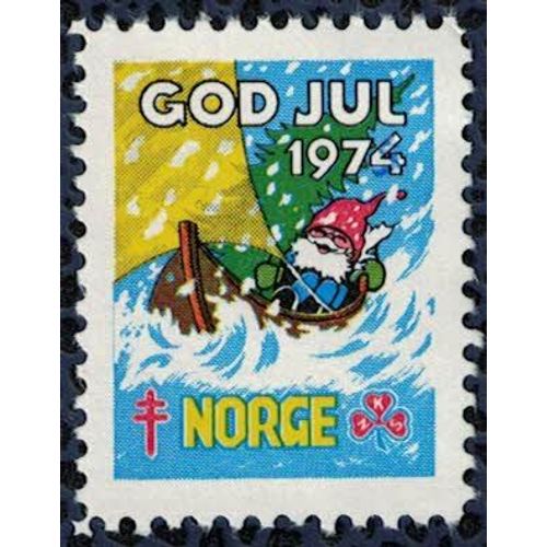 Norvège 1974 God Jul Joyeux Noël Père Noël En Bateau À Voile