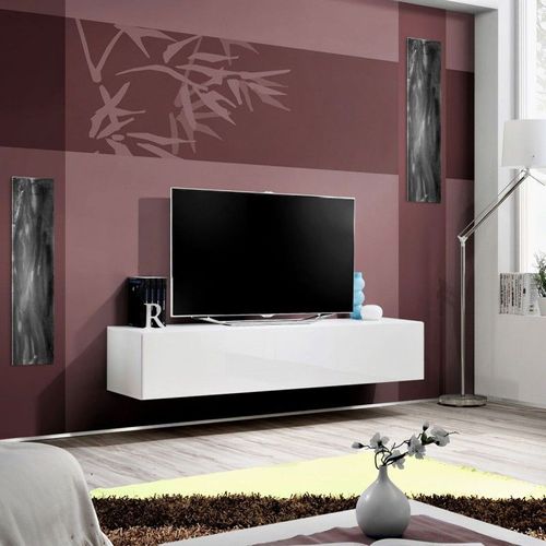 Meuble Tv Mural Design "Fly I" 160cm Blanc