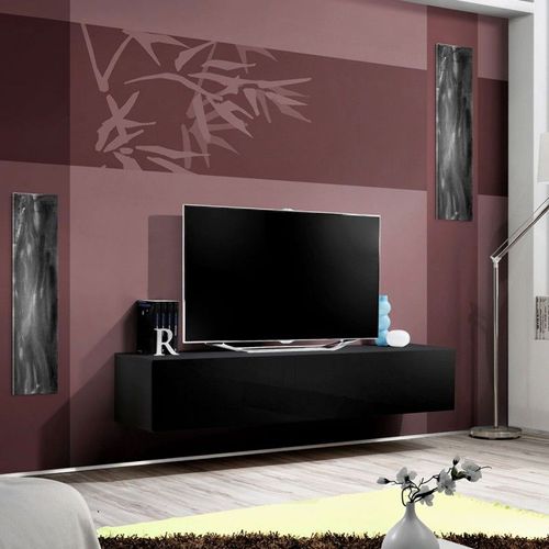 Meuble Tv Mural Design "Fly I" 160cm Noir
