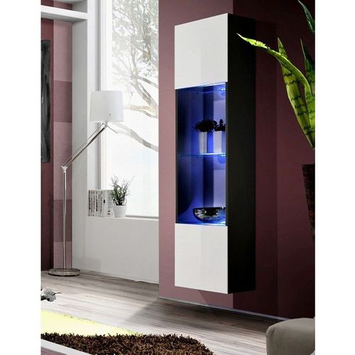 Vitrine Led Murale Design "Fly Iii" 170cm Blanc & Noir