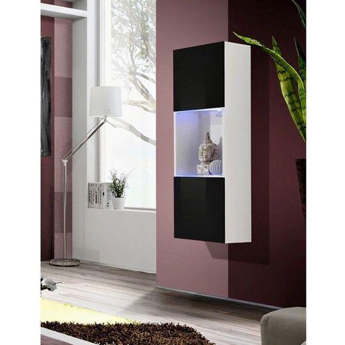 Vitrine Led Murale Design "Fly Iii" 126cm Noir & Blanc