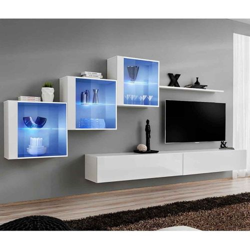 Meuble Tv Mural Design "Switch Xx" 330cm Blanc