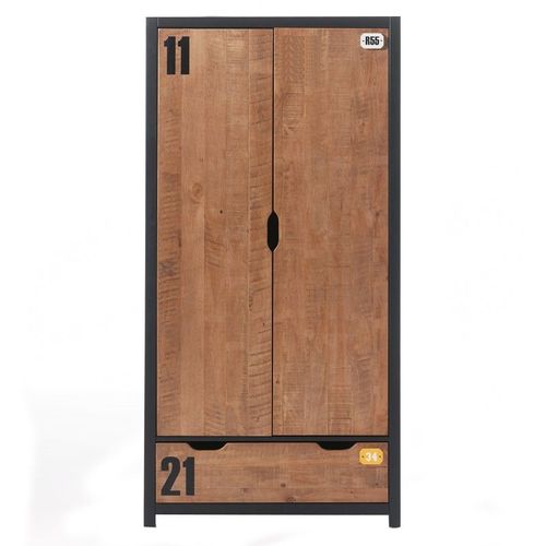 Paris Prix - Armoire 2 Portes "Alex" 200cm Marron & Noir