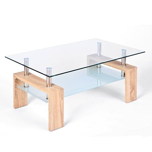 Table Basse En Verre "Leny" 100cm Naturel