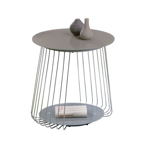 Table D'appoint Design En Verre "Raza" 50cm Taupe