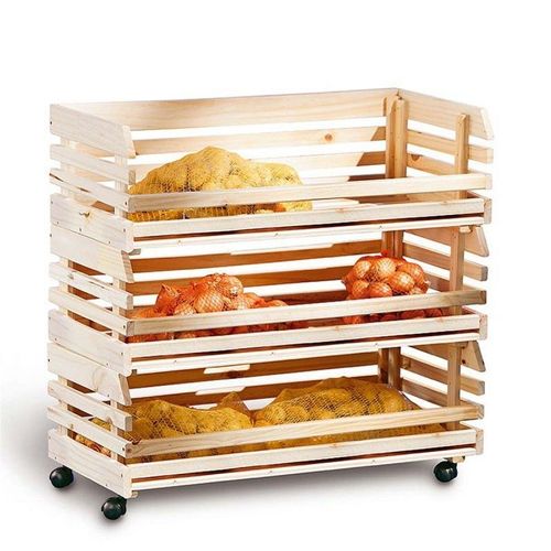 Desserte 3 Cageots En Bois "Vegetable" 79cm Naturel