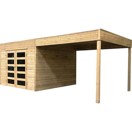 Abri De Jardin Avec Terrasse Tarento - Bois Massif 19mm - 292x290cm