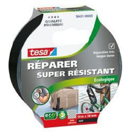 TESA Ruban de réparation Toilé Super Résistant - 10m x 38mm - Noir