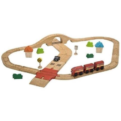 Plan Toys Jeu En Bois Circuit Rails + Routes-Plan Toys