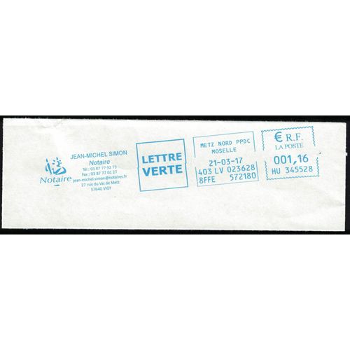 France Ema Postmark Jean Michel Simon Notaire 57640 Vigy