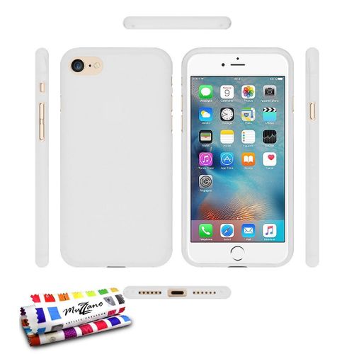 Coque Case Ultra-Slim Iphone 7 (4"7) Blanc Glossy Hybrid Silicone Souple (B9)