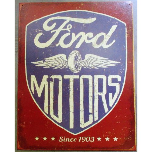 Plaque Ford Motos Logo Tole Publicitaire Aspect Rouillé Garage Diner Us Garage