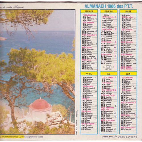 Almanach Des P.T.T. Jean Lavigne 1986 Grece Karpathos / Lac De Thun