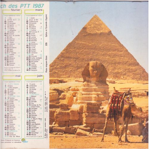 Almanach Des P.T.T. Oller 1987 Sphinx Et Pyramide (Egypte) / Venise (Italie)