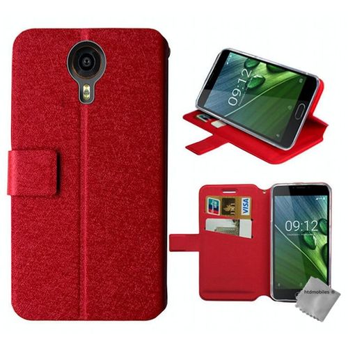 Housse Etui Coque Pochette Portefeuille Pour Acer Liquid Z6 Plus + Verre Trempe - Rouge