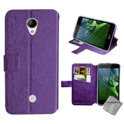 Housse Etui Coque Pochette Portefeuille Pour Acer Liquid Zest 3g Z525 + Verre Trempe - Mauve