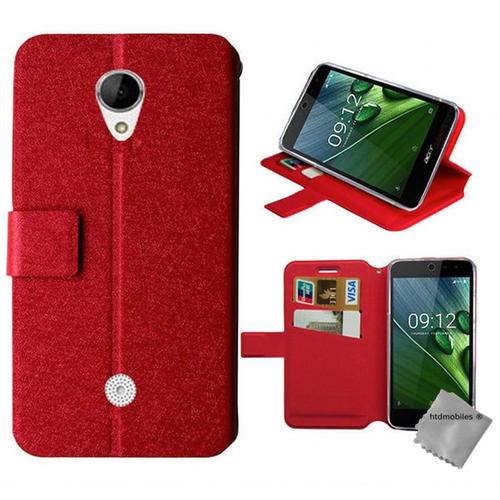 Housse Etui Coque Pochette Portefeuille Pour Acer Liquid Zest 3g Z525 + Verre Trempe - Rouge