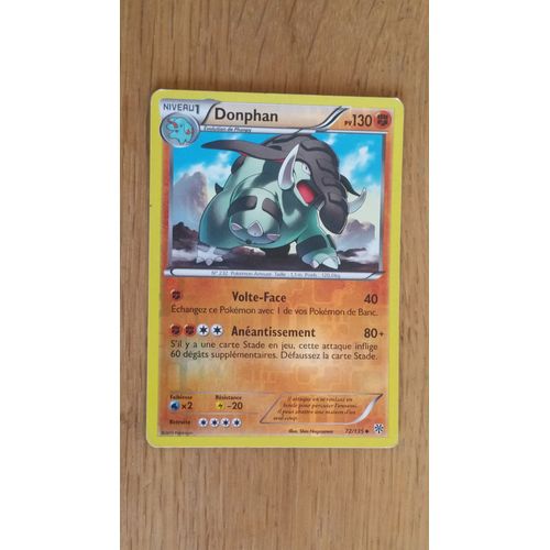 Carte Pokémon Donphan 72/135 Noir & Blanc Tempete Plasma Neuf Fr