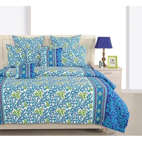 Yuga Literie 100% Queen Size Coton Set 3 Pièces Motif Floral Tenture Taie Flatsheets 120 Tc Linge De Lit - Bleu