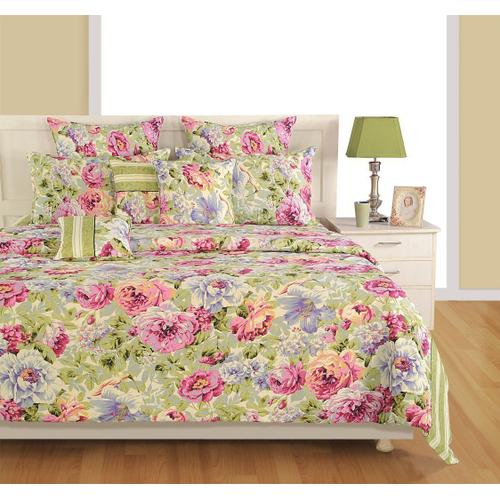 Yuga Literie 100% Queen Size Coton Set 3 Pièces Motif Floral Tenture Taie Flatsheets 200 Tc Linge De Lit - Beige