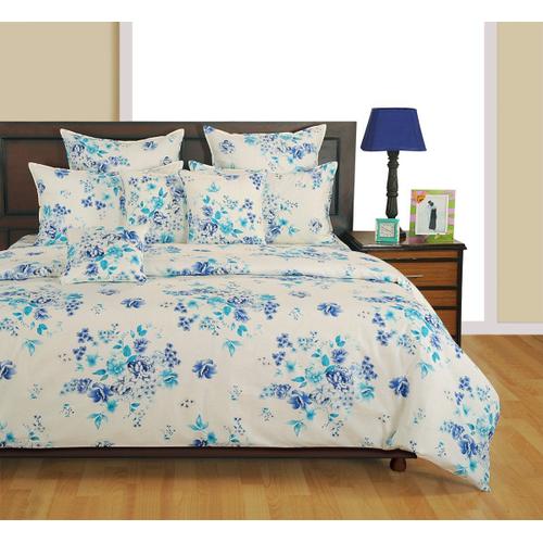 Yuga Literie 100% Queen Size Coton Set 3 Pièces Motif Floral Tenture Taie Flatsheets 200 Tc Linge De Lit - Bleu