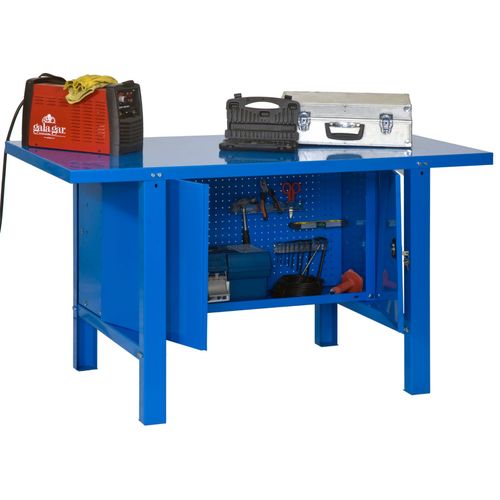 ETABLI PRO Métallique avec armoire métallique de rangement 830x1200x730mm bleu 1 niveau métallique 800 kg en kit