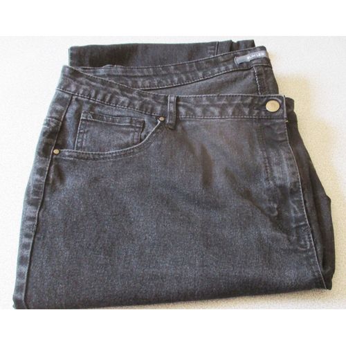Jean Femme Noir/Anthracite - Bon Marché Slim Leg 22- Taille 50 - Fermeture À Glissière Et Bouton- 2 Poches+1mini Devant+ 2poches Arrière - Passants Pour Ceinture - 77%Coton/22%Polyester/1%Élasthanne