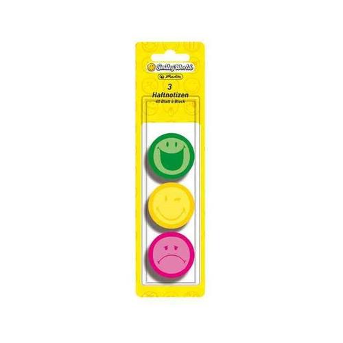 Herlitz Lot De 3 Notes Adhésives 40 Feuilles Smileyworld 44x44 Mm Rond