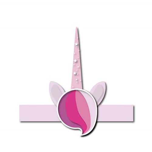 6 Coiffes Licorne Rose Taille Unique