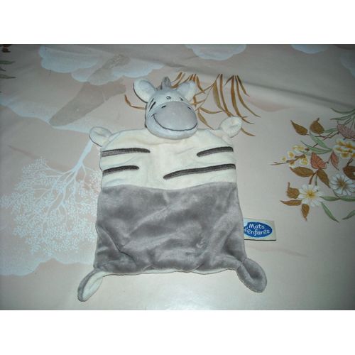 Doudou Plat Zèbre/Vache Mots D'enfants