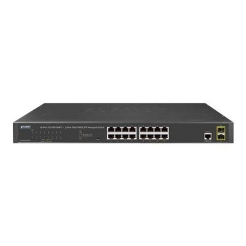 PLANET GS-4210-16T2S - Commutateur - Géré - 16 x 10/100/1000 + 2 x SFP - de bureau, Montable sur rack