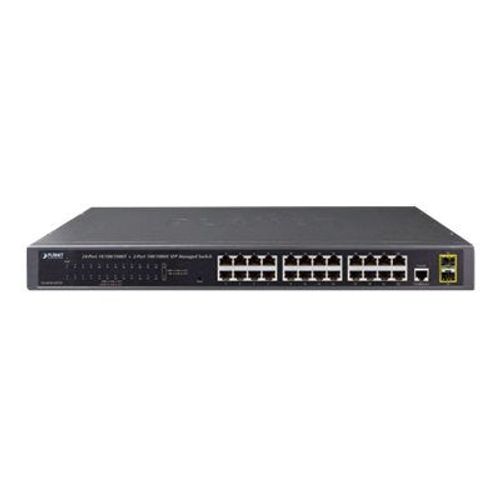 PLANET GS-4210-24T2S - Commutateur - Géré - 24 x 10/100/1000 + 2 x SFP - de bureau, Montable sur rack