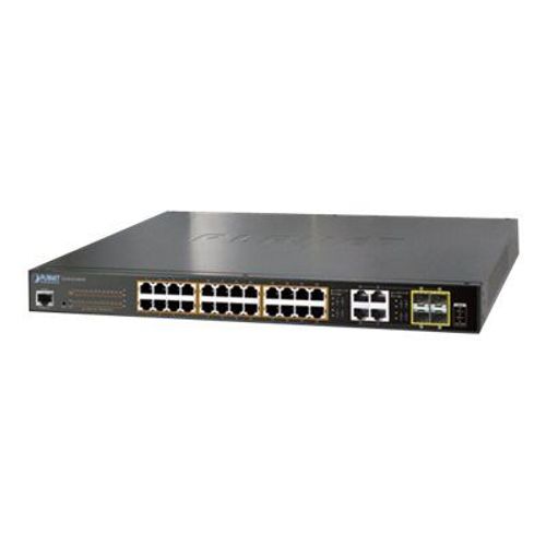 PLANET GS-4210-24PL4C - Commutateur - Géré - 24 x 10/100/1000 (PoE+) + 4 x SFP Gigabit combiné - de bureau, Montable sur rack - PoE+ (440 W)