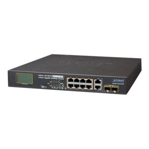 PLANET FGSD-1022VHP - Commutateur - non géré - 8 x 10/100 (PoE+) + 2 x SFP Gigabit combiné - de bureau - PoE+ (120 W)