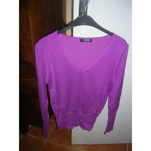 Pull Morgan Manches Longues Viscose 38/40 Mauve
