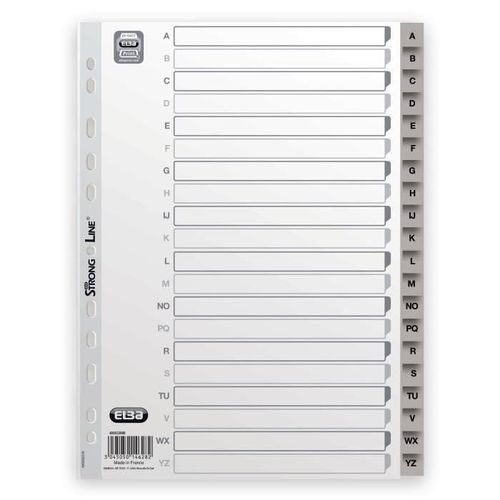 Elba Paquet De 20 Intercalaires Alphabétiques A4 - Polypropylene12/100 - Gris